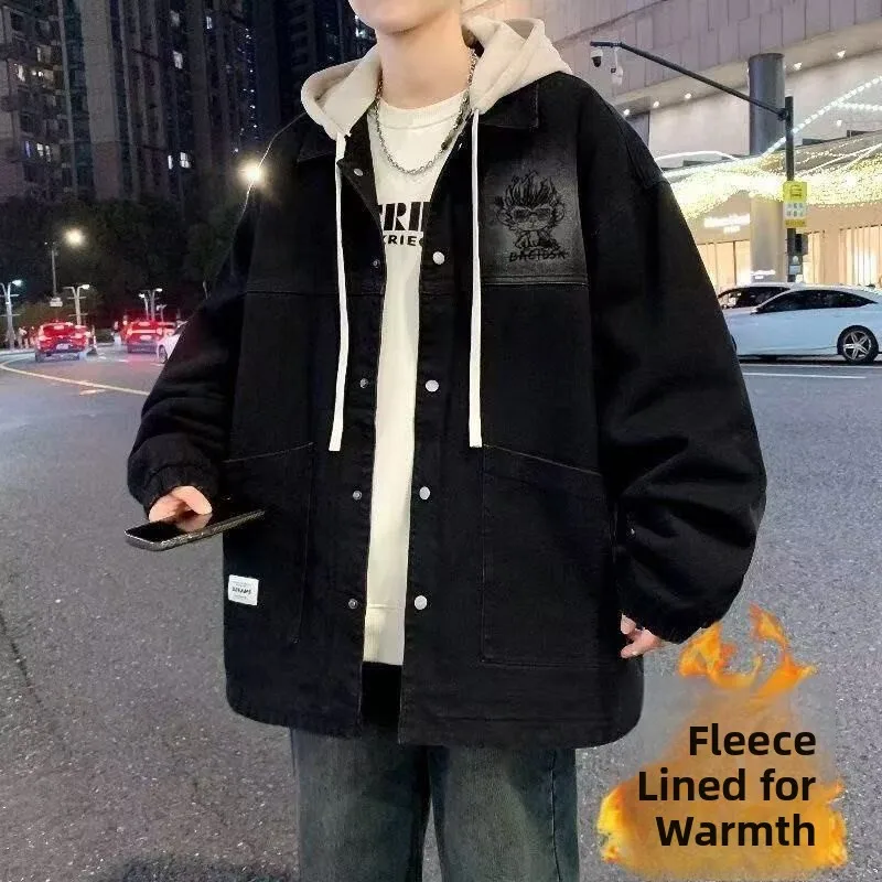 

Повседневная уличная куртка свободного кроя для мужчин, модная верхняя одежда в стиле Харадзюку, японский уличный стиль, трендовое пальто