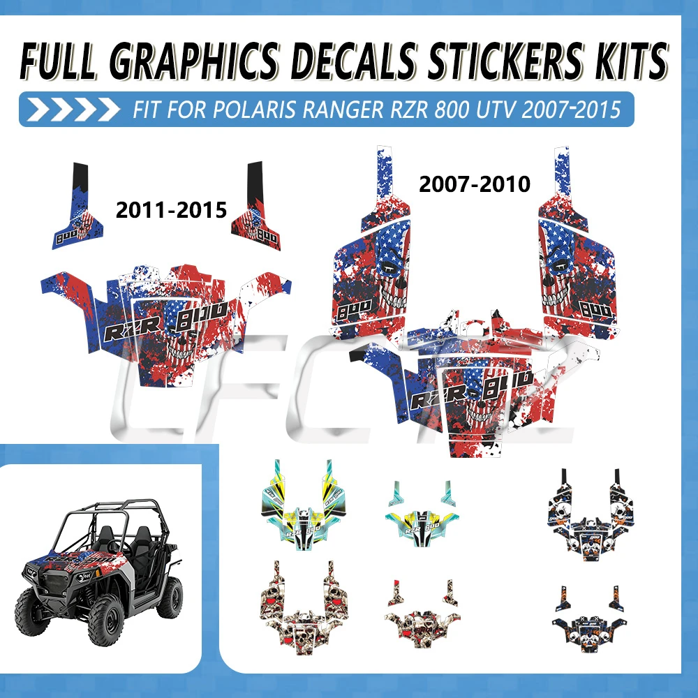 Thickened Graphics Kits Fit for POLARIS Ranger RZR 800 2007 2008 2009 2010 2011 2012 2013 2014 2015 UTV Decor Stickers Decals