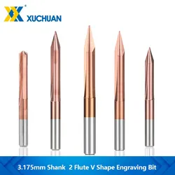  V Shape End Mill 3.175mm Shank Milling Cutter 20,30,45,60,90 Degrees 2 Flute Engraving Bit Router Bit CNC Carving Bit