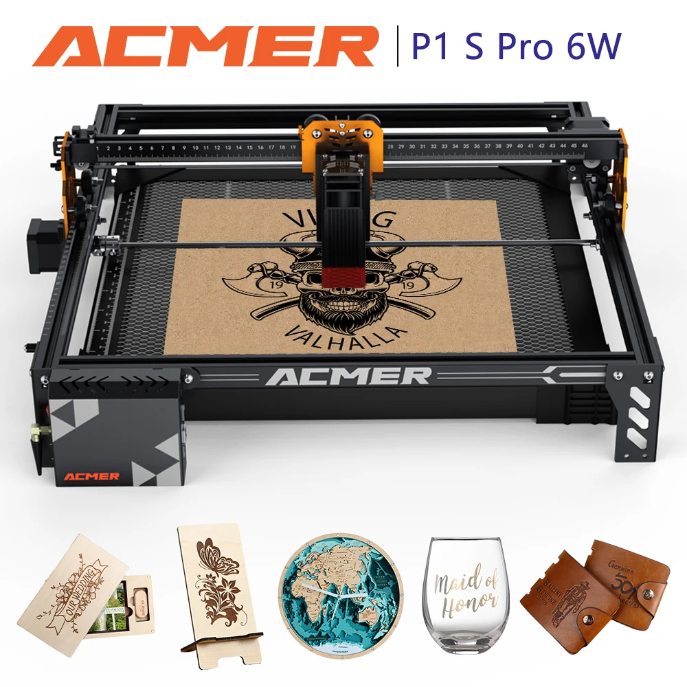 

ACMER P1 S Pro 6W Laser Engraving Machine GRBL APP Offline Control 445±5nm Blue CNC Cutting Machine Woodworker Planks Engraver