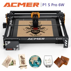 ACMER P1 S Pro 6W Laser Engraving Machine GRBL APP Offline Control 445±5nm Blue CNC Cutting Machine Woodworker Planks Engraver