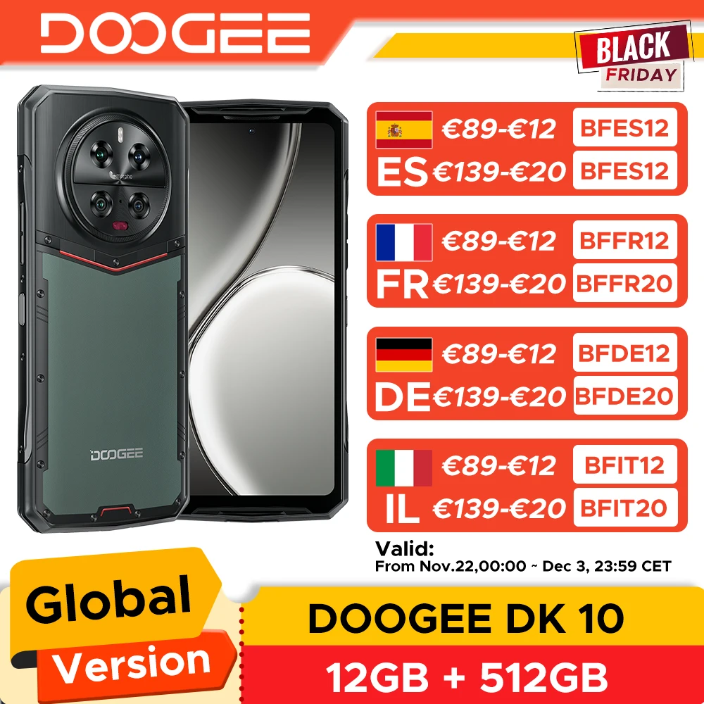 Global Version DOOGEE DK 10 5G Rugged Phone 6.67 120Hz 2.5K AMOLED dimension 8020 Morpho Camera 50MP 120W 12GB + 512GB Smartphone