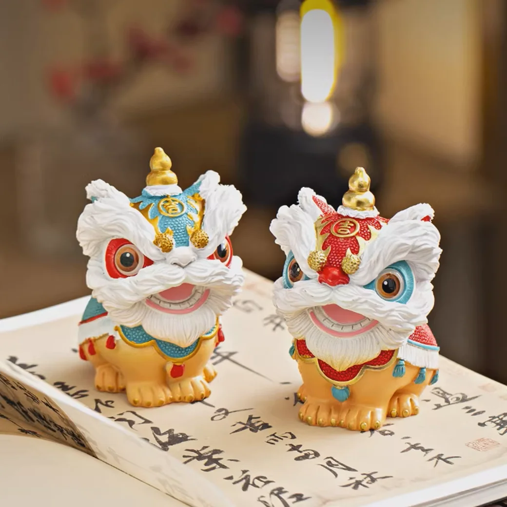 

Lion Dance Creative Decorative Sculpture High-End Niche Desktop Tea Table Craft Gift for Birthday