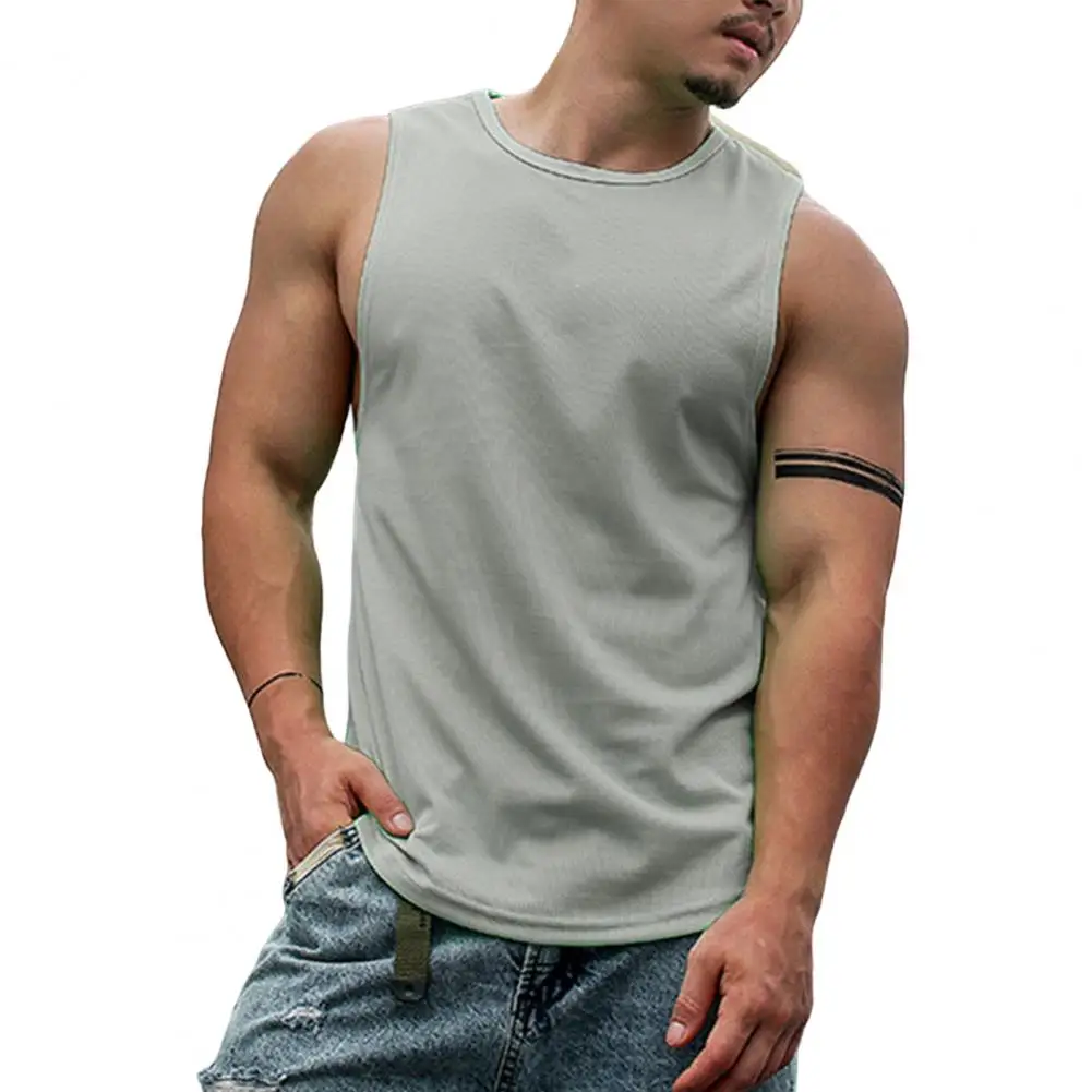 

Trendy Male Summer Casual Training Vest Quick Drying Fitness Vest Summer Loose Solid Color Fitness Vest Top Sportwear