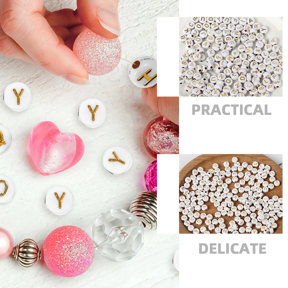 

1000 Pcs Acrylic Alphabet Beads Friendship Letter for Jewelry Making Exquisite Spacer