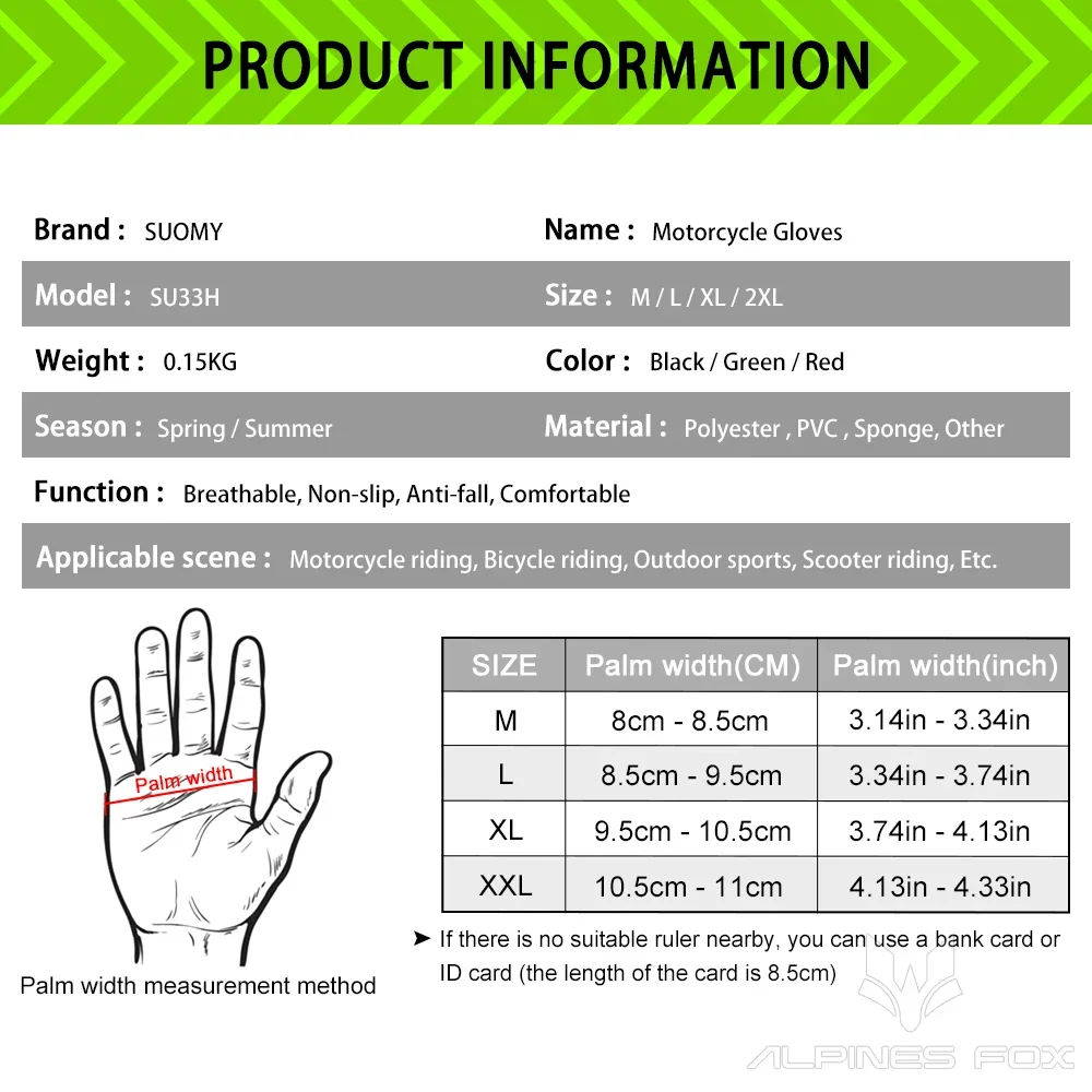 SUOMY Summer New Motorcycle Gloves Men Women Half Finger Breathable Anti-shock Sport Mittens ATV MTB Cycling Gloves