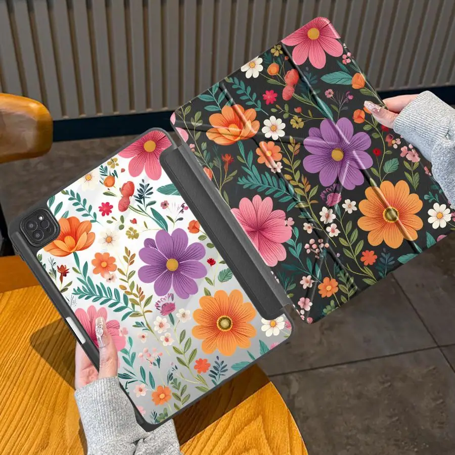 Vibrant Watercolor Wildflower Tablet Case For iPad Mini 6 7 Pro 2025 Pro 11 10 9 8 7 th 12.9inch Air 4 5 M3 M2 M4 11inch Holder