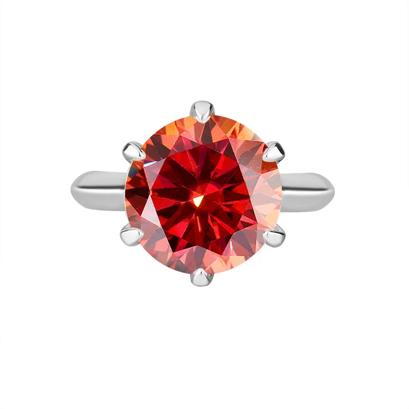 

PT950 Platinum Six-Claw Moissanite Engagement Ring 5 Carat Classic Crown Women's Jewelry