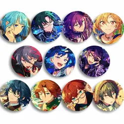 Hot Anime Game Ensemble Stars Enamel Pins Cartoon Idol Leo Tsukinaga Kohaku Oukawa Icon Badges Round Brooch Pin for Gamer Gift
