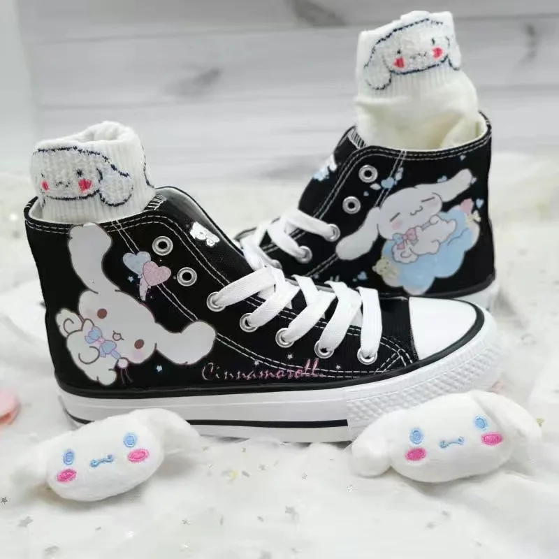 

Sanrio Cinnamoroll Women Sneakers Cute Soft Girl Kawaii Shoes Zapatos De Mujer Woman Designer Shoe Kuromi Lace Up Canvas Shoes