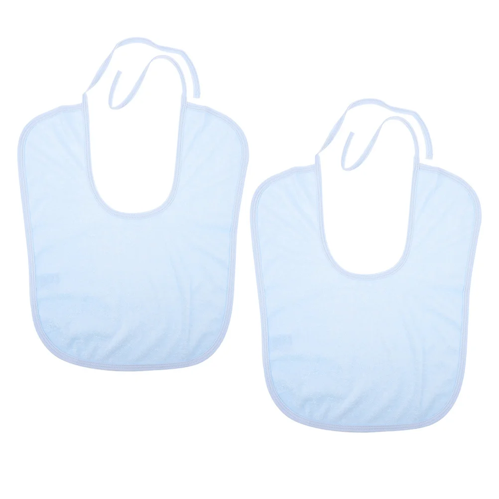 

2Pcs Portable Adult Pinny The Aged Burp Cloth Waterproof Eating Bib for Elderly Adjustable Saliva Towel Stain Resistant Fabric