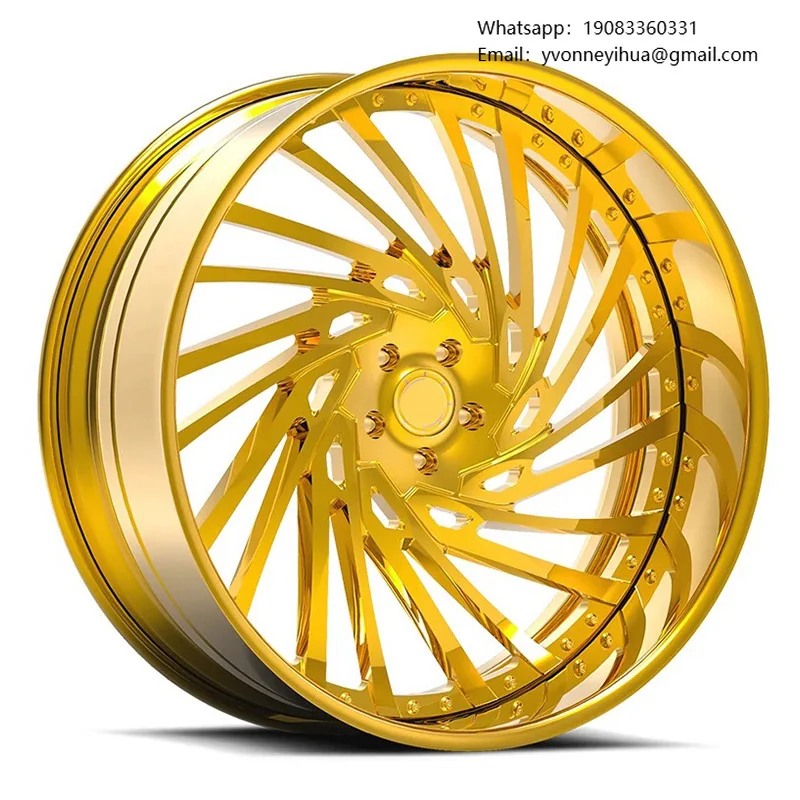 

Passenger Car Wheels 19 20 21 22 24 26 Inch 2 Piece Gold Plated Deep Dish Spoke Forged Wheels For Chevy Silverado Chrysler 300C