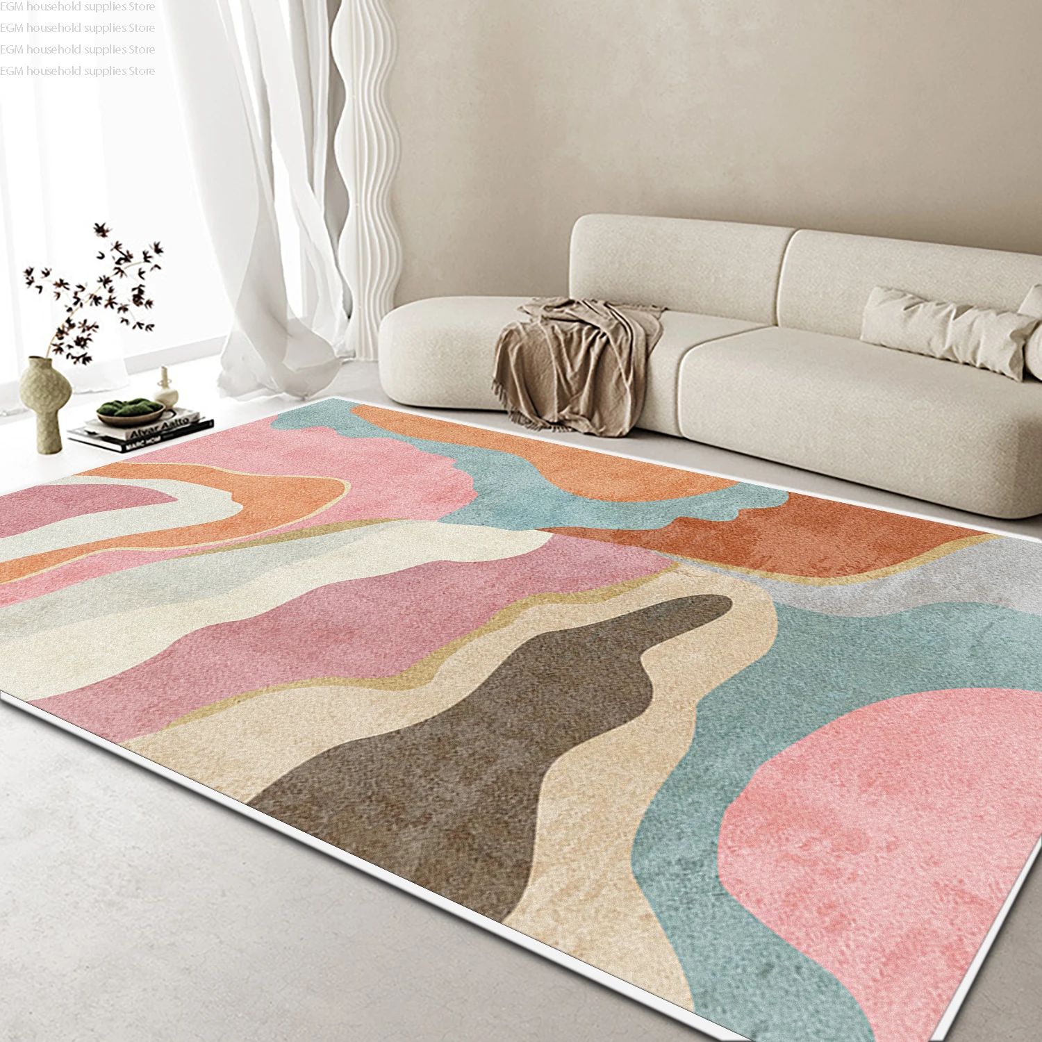 Minimalism Abstract Line Art Living Room Carpet Soft Non-slip Bedroom Decoration Bedside Mats Washable Modern Party Cute Rugs