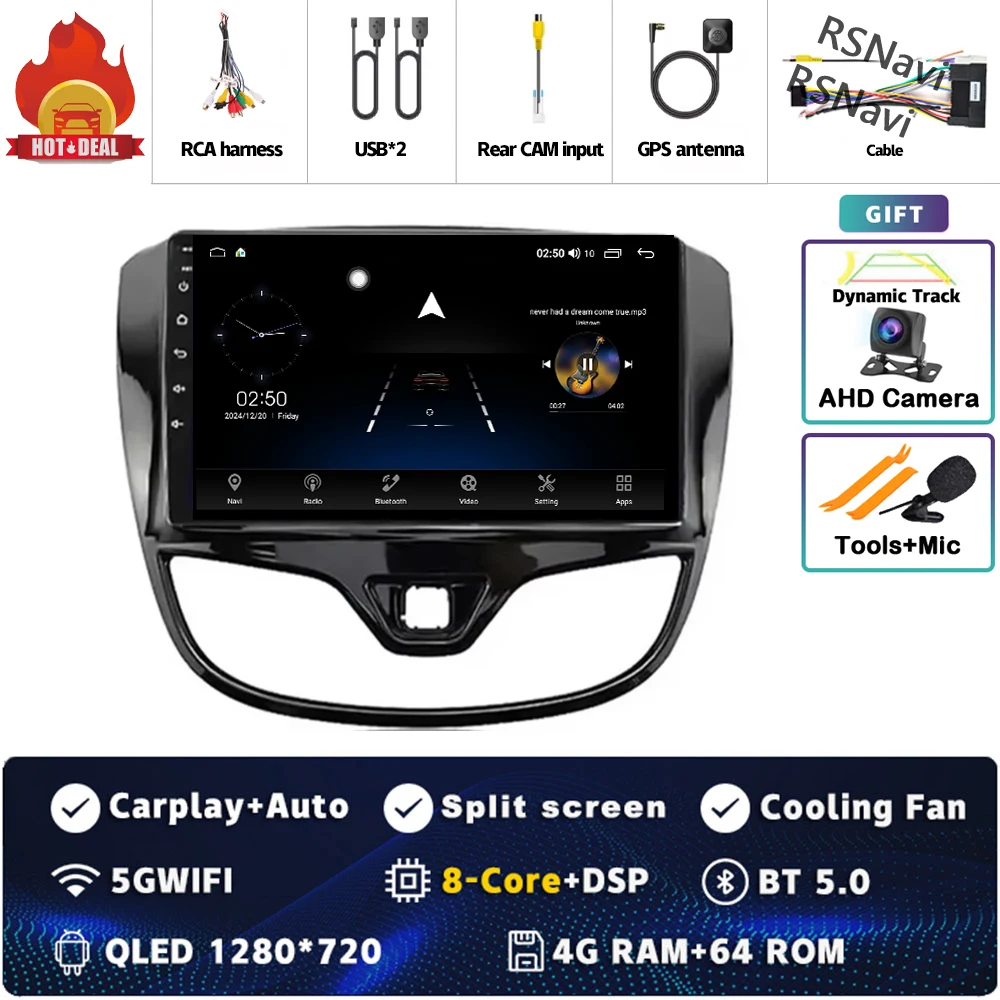 Android 15 Carplay Auto Qualcomm 2K QLED Scherm Autoradio Speler Voor Opel Karl Vinfast Fadil 2017-2020 GPS multimedia Wifi DSP - afbeelding 1