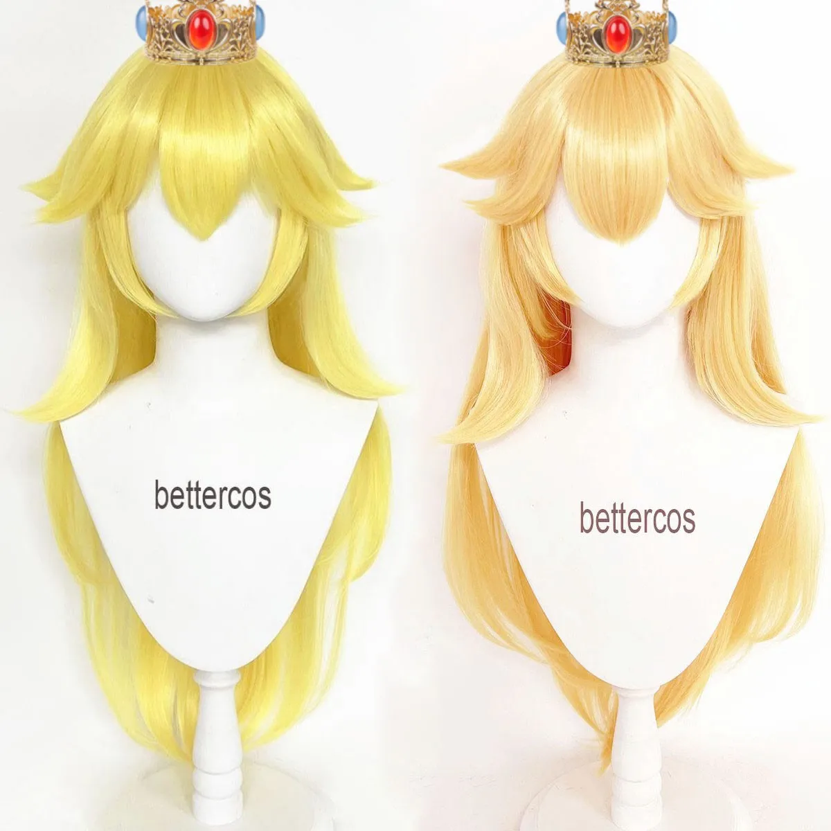 

High Quality Princess Peach Wig Game Cosplay Wig Peach Crown Cosplay Long Wig Heat Resistant Women Cosplay Wigs