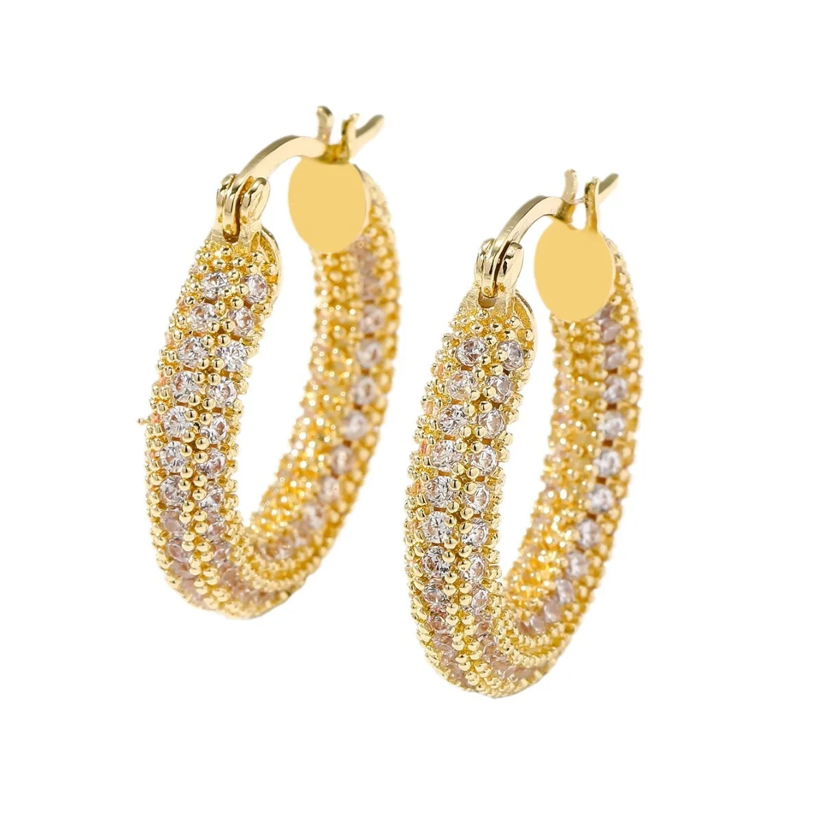 

European Trendy Color Circle Hoop Ear Buckles Micro Inlaid Zircon Elegant Lady Style Fashion Women Ear Accessories Wholesale