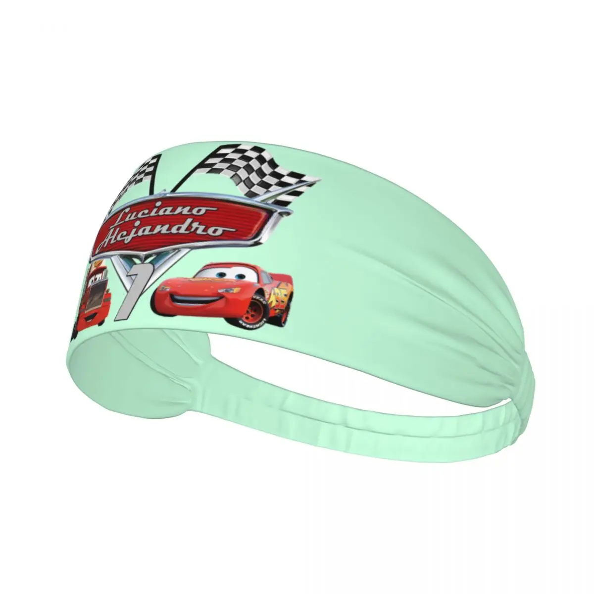 Custom Lightning McQueen Cars Sweatband Men Women Moisture Wicking Cartoon Athletic Headband for Football