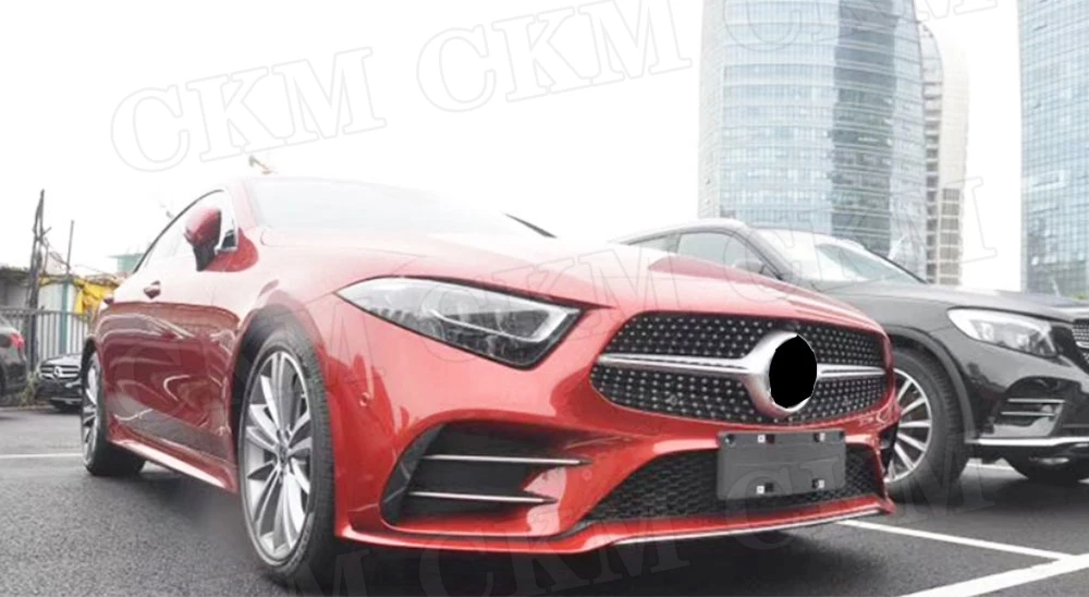 

Carbon Fiber Front Bumper Splitter Fins for Benz CLS Class W257 CLS260 300 350 450 CLS53 AMG43 Style ABS Gloss Black Decorations