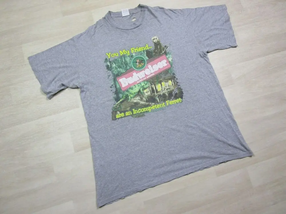 Vintage Budweiser T Shirt (2XL Tall) 1990s Lizard & Ferret Nature Promo Graphic