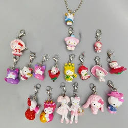 Kawaii Sanrio śliczne truskawkowe Hello Kitty lalka brelok do telefonu komórkowego wisiorek smycz torba wisząca biżuteria akcesoria