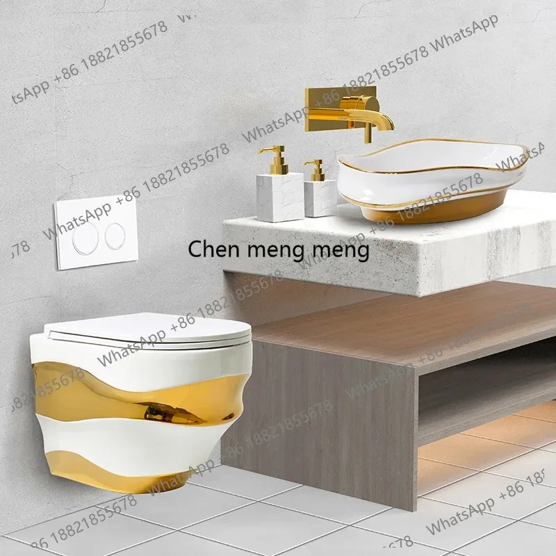 A17 Gold wall-mounted toilet, wall-mounted toilet, large-diameter suspended toilet, small apartment toilet