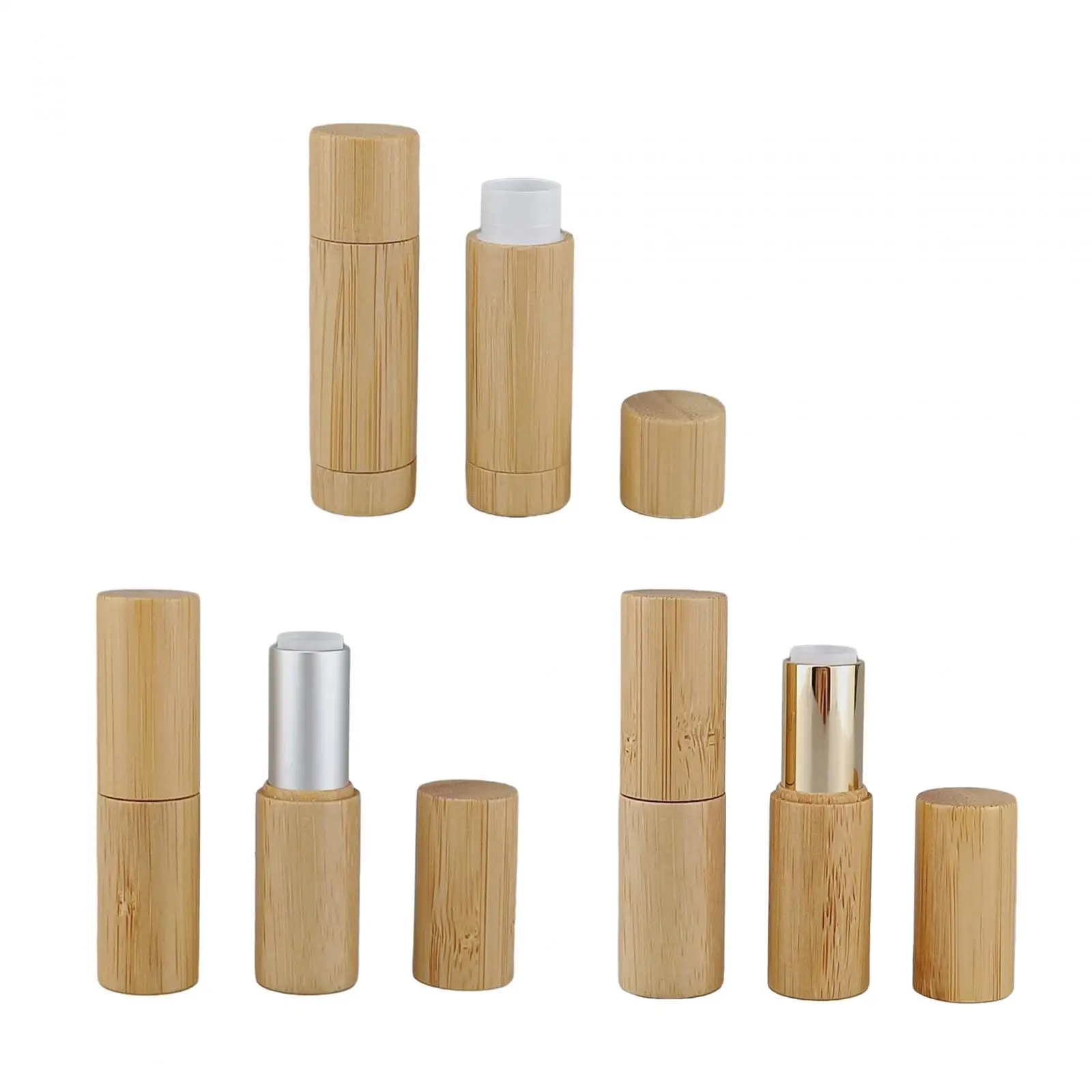 2x Bamboo Empty Lipstick Tube Refillable Lip Glosses Tubes for Women Girls