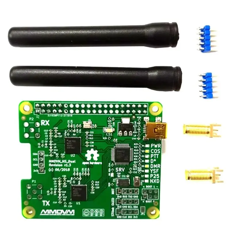 A97I-V1.3 Dual HAT Duplex Hotspot Board Kit For MMDVM_HS With USB Port Support P25 DMR YSF NXDN For Raspberry Pi