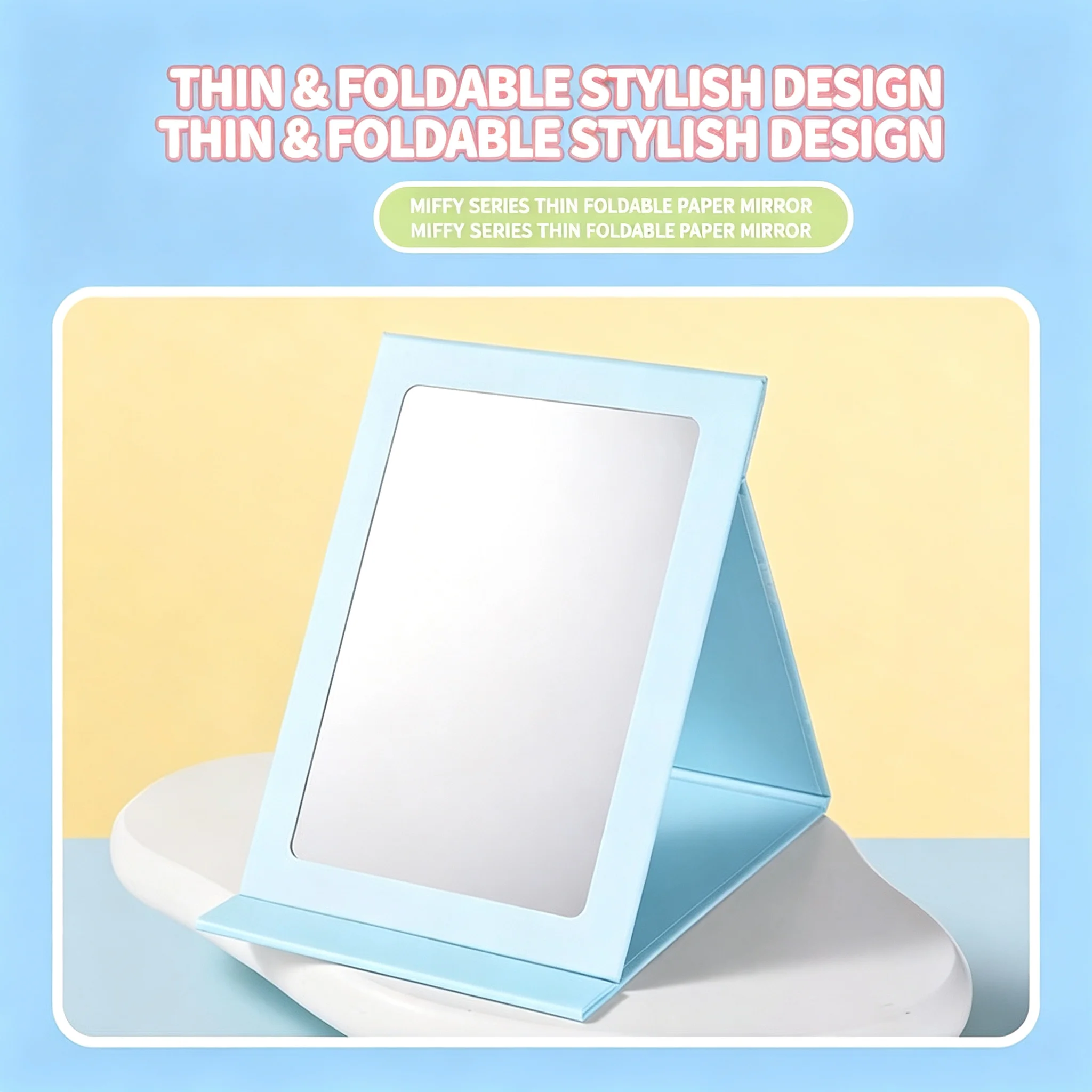 Official Miffy Series Thin Light Foldable Paper Mirror Cute Cartoon Rabbit Print Portable Travel Makeup Mirror For Student