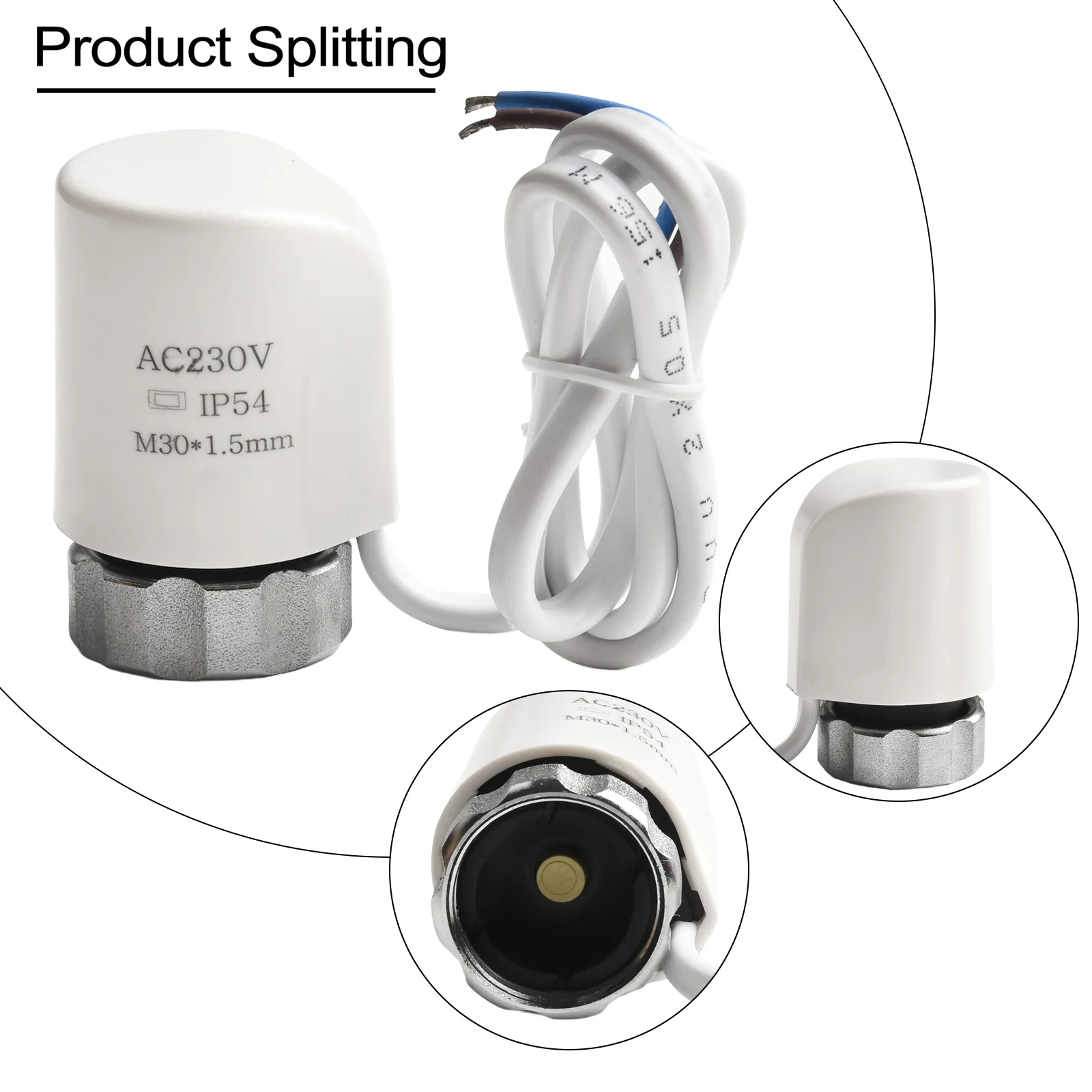 Actuadores térmicos eléctricos AC230V M30 * 1,5mm para válvula de radiador de calefacción de suelo distribuidor de agua actuadores eléctricos de