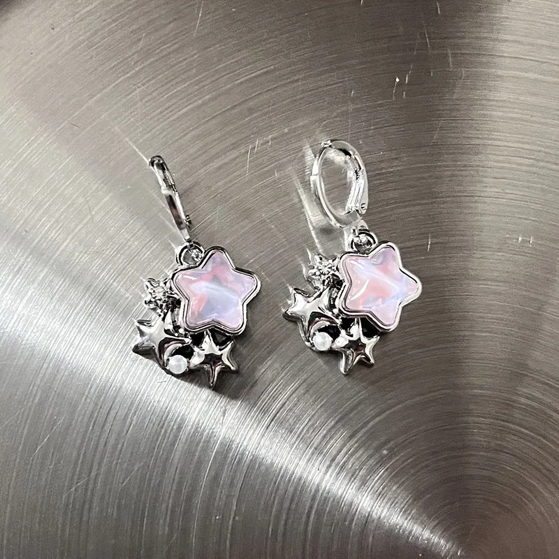 New Harajuku Vintage Goth  Pink Peach Heart Drop Earrings For Women Grunge Punk Halloween Aesthetic Y2k Fairy Jewelry