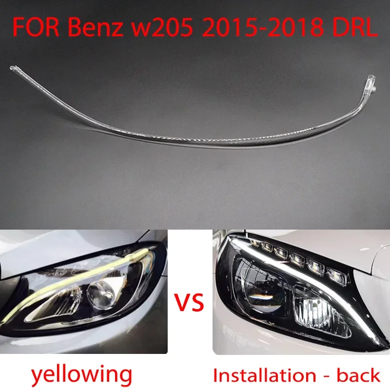 車の開口部ヘルニア、drlガイド、キセノンランニングライトチューブ、LEDライトバー、Hammercedes用ホワイト-Benz c-class w205 2015-2018