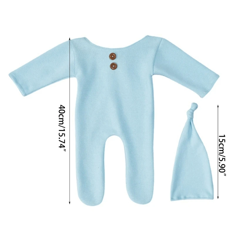 2Pcs Baby Romper Hat Set Newborn Photography Props Costume Bodysuit Hat Kit Infants Photo Shooting Clothing Outfit