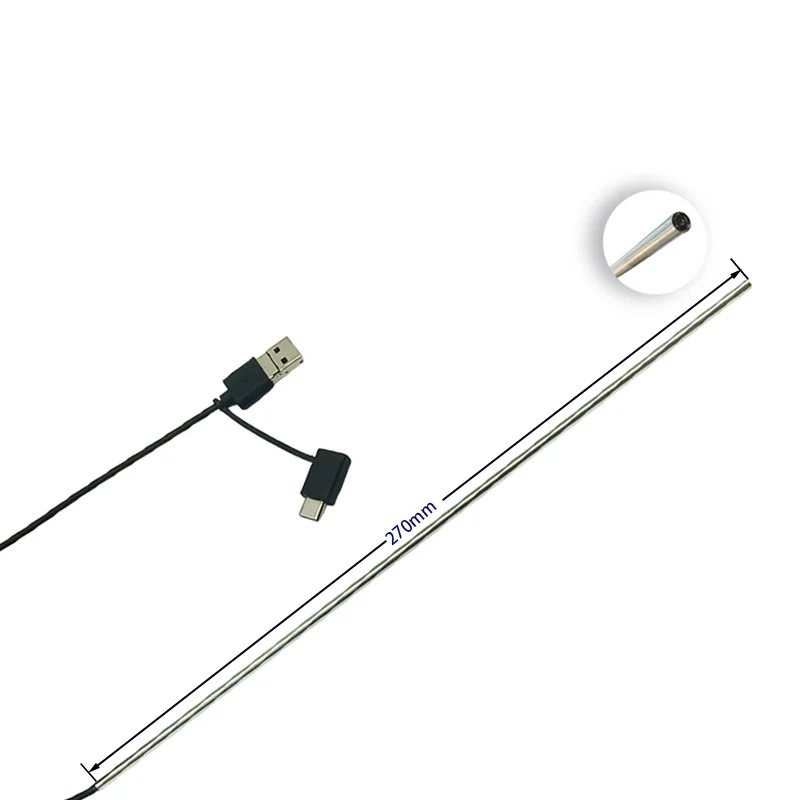 1MP 3.3mm 80° Long Tube Industrial Endoscope Camera for Industrial Pipeline Inspection 2m USB 3-in-1 Soft Cord Endoscope Camera