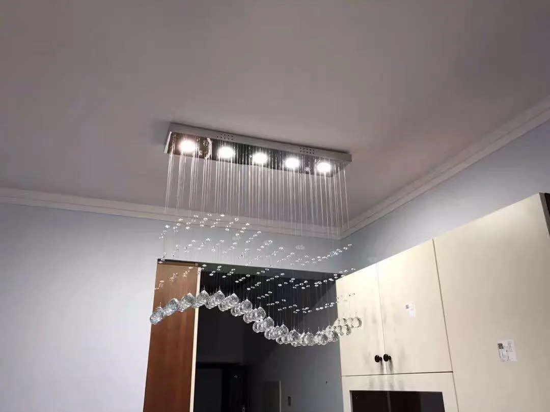 Raindrop Rectangular Crystal Chandelier For Dining Room