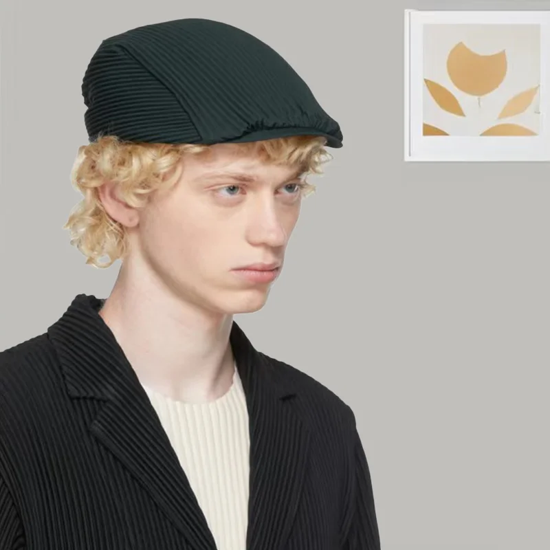 

Miyake Pleated Beret 2025 Spring Summer Men Women Universal Pleated Forward Cap Men Retro Painter Hat Literary Duck Tongue Cap