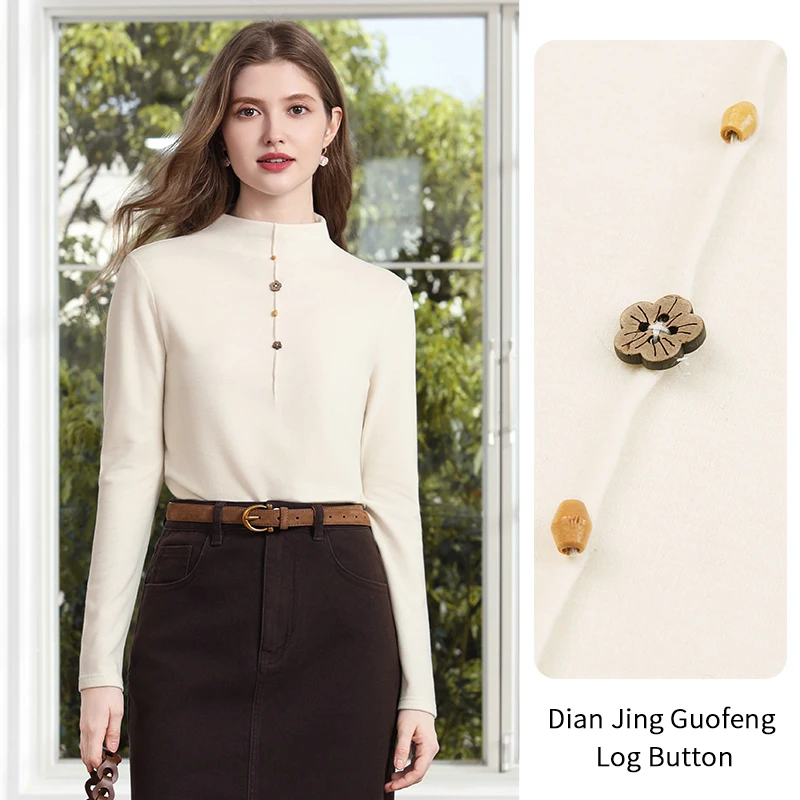 I BELIEVE YOU Women's Long Sleeve Tops Apricot Wool Knit Basic Inner T-shirt 2026 Fall Winter Daily Commuter Clothing 2264236537
