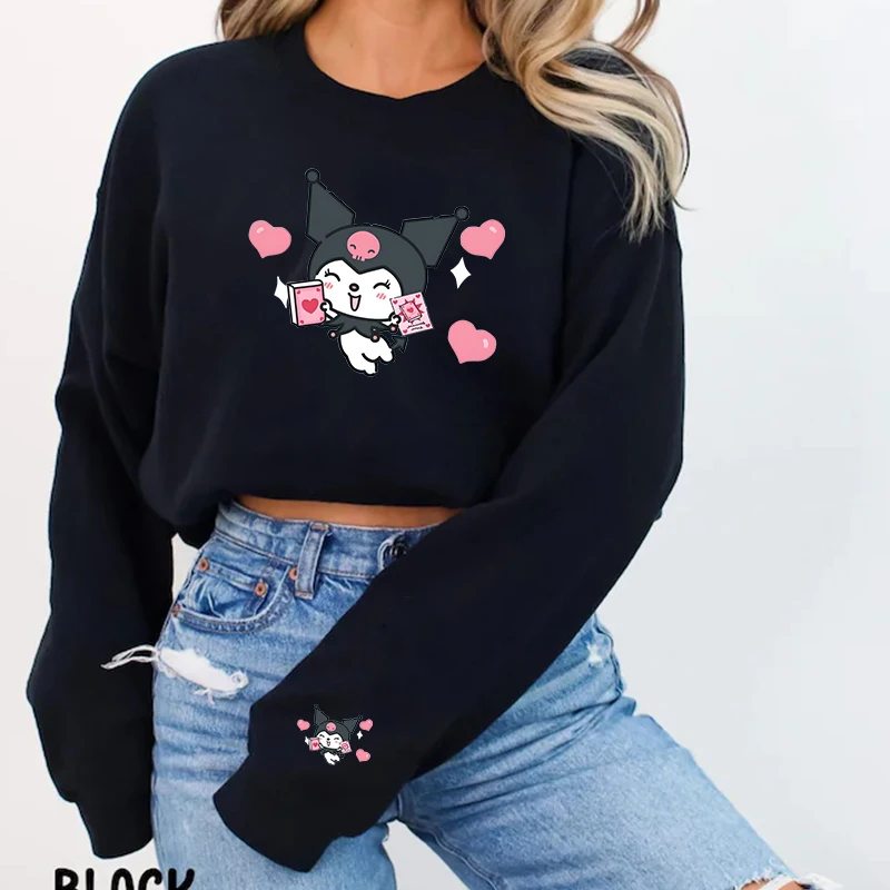 Long sleeves Women's Regular Fit Sweatshirt School Return Cute Season Print Design Comfortable Streetwear for Teens Sleep Tops