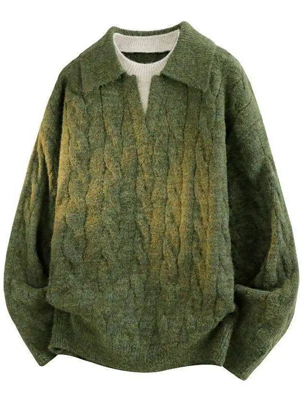 

Thiened V-Ne вязаный свитер мужской осень-зима свободного покроя повседневный Sle полиэфирное волокно длинный све теплый молодежный тренд