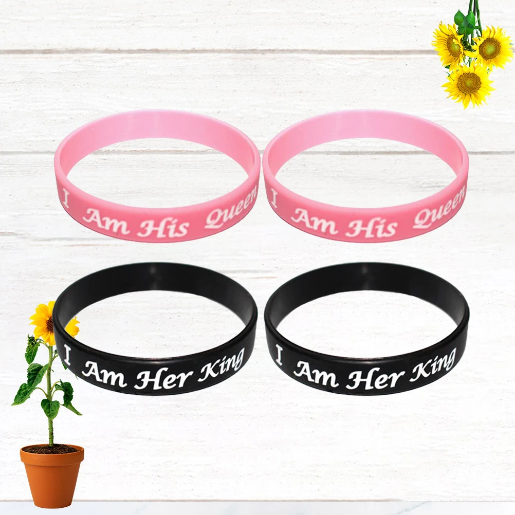 

4 PCS Couple Bracelet Small Presents Valentine's Day Wristbands Party Supplies Hand Decoration