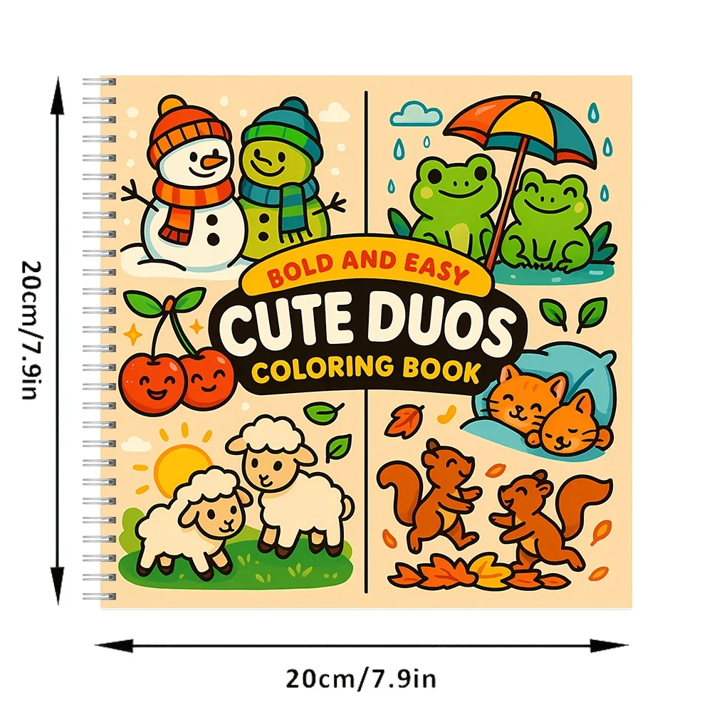 Easy Cute Duos Coloring Book for Adult Colouring Book, Birthday Day Gift, Back to School Supplies, Adults Cute Drawing Book