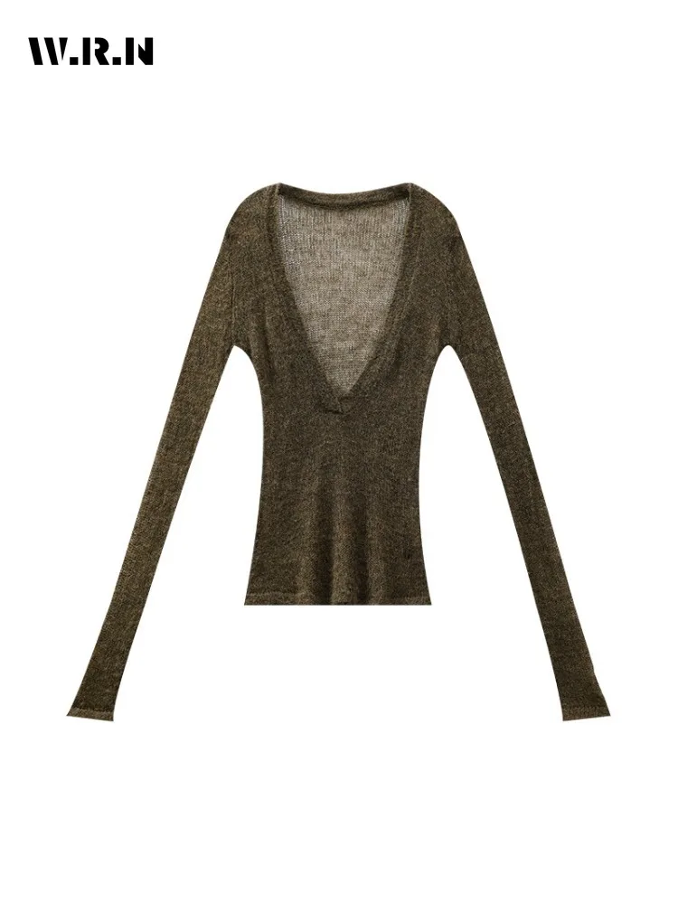 

2025 Winter Sexy Vintage Casual Long Sleeve V-Neck T-Shirts Women's Fashion Hotsweet Style Sheath Coquette Tees Solid Tops