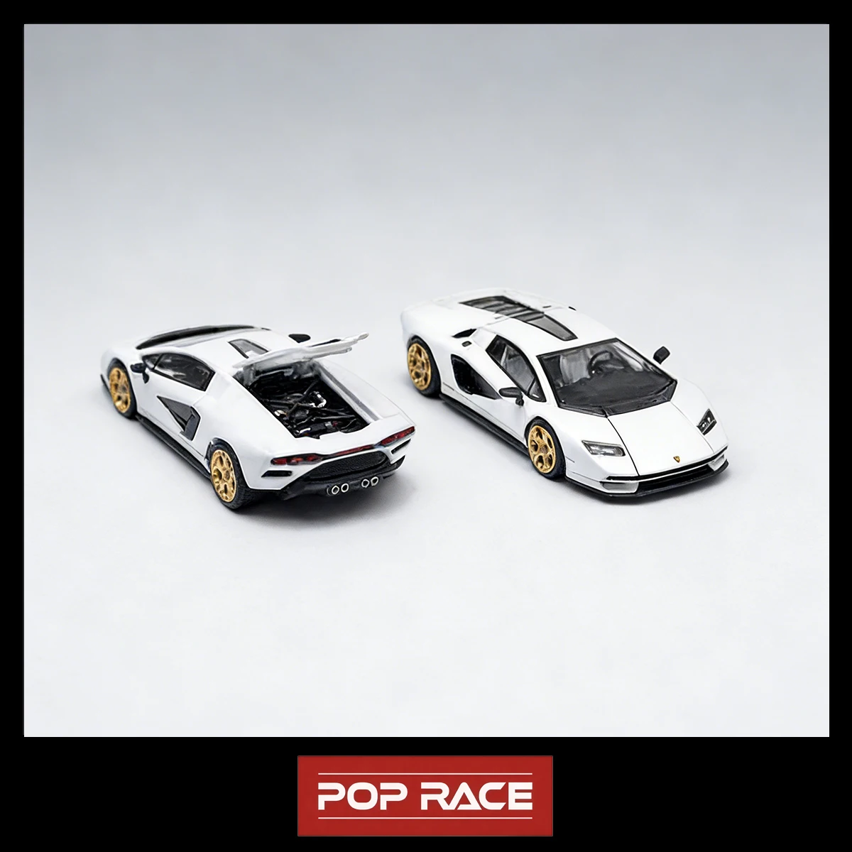 POP RACE PR640117 1:64 Lamborghini Countach LPI 800-4 Bianco Diecast Model Car With Openable Engine Cover In Stock Ready To Ship