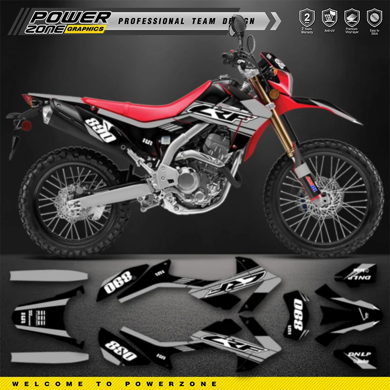 PowerZone Full Graphics Background Decals Stickers Kit For HONDA CRF250L 2020 2019 2018 2017 2016 2015- 2012 Customized 04