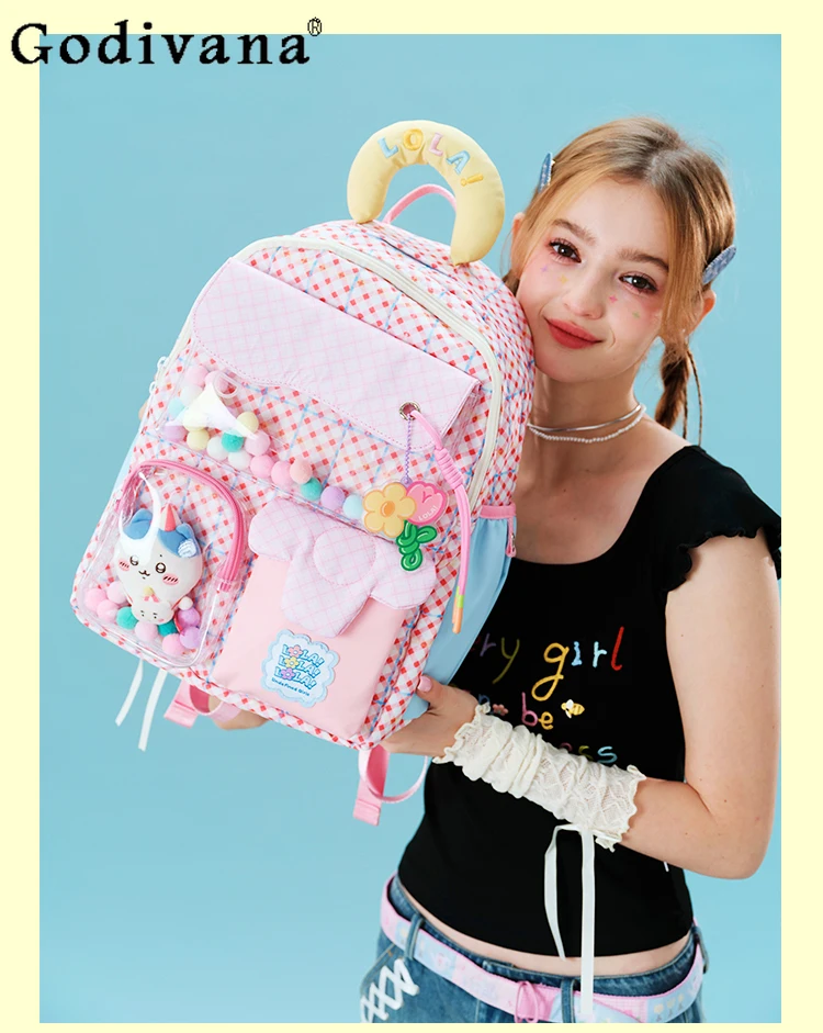 

2025 New Sweet Cute Girl Japanese Original Lolita Backpack Anime Style Large Capacity Daily Student Casual Commuting Backpack