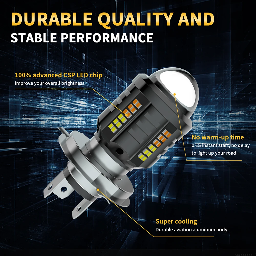1PCS H4 LED Headlight for Motorcycle H6 BA20D Bulbs White Yellow Hi Low Beam Projector Lens Fog Lamp Scooter Motorbike Headlamp image 5