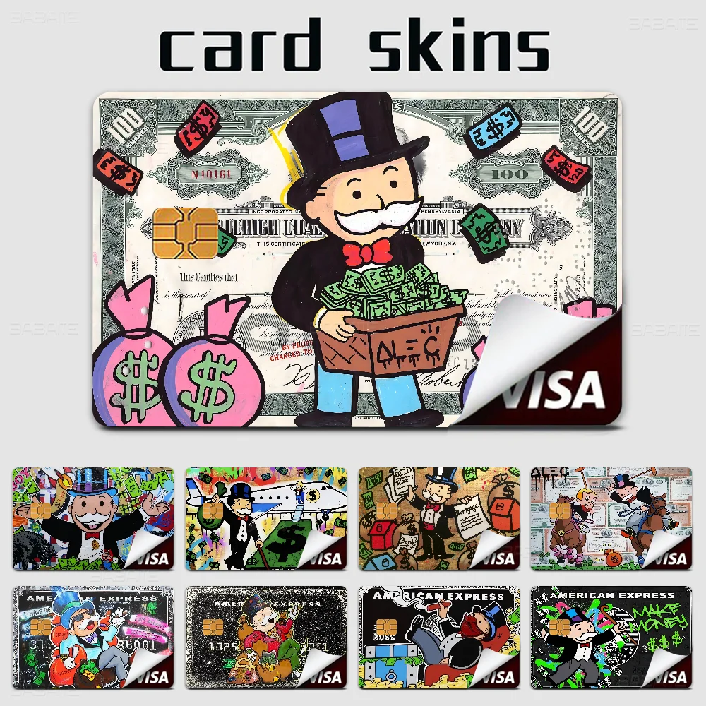Cartoon Dollar Monopolys Fashion Matte Gold Silver Black Matte Film Skin Sticker Tape For Bank Credit Debit Card