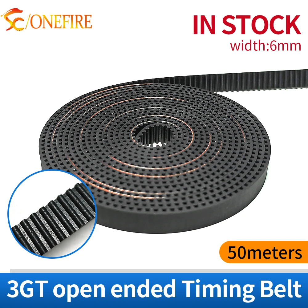 50Meters/Lot 3GT 6mm Rubber Open Belt 6mm Width for Laser Engraving CNC Machines