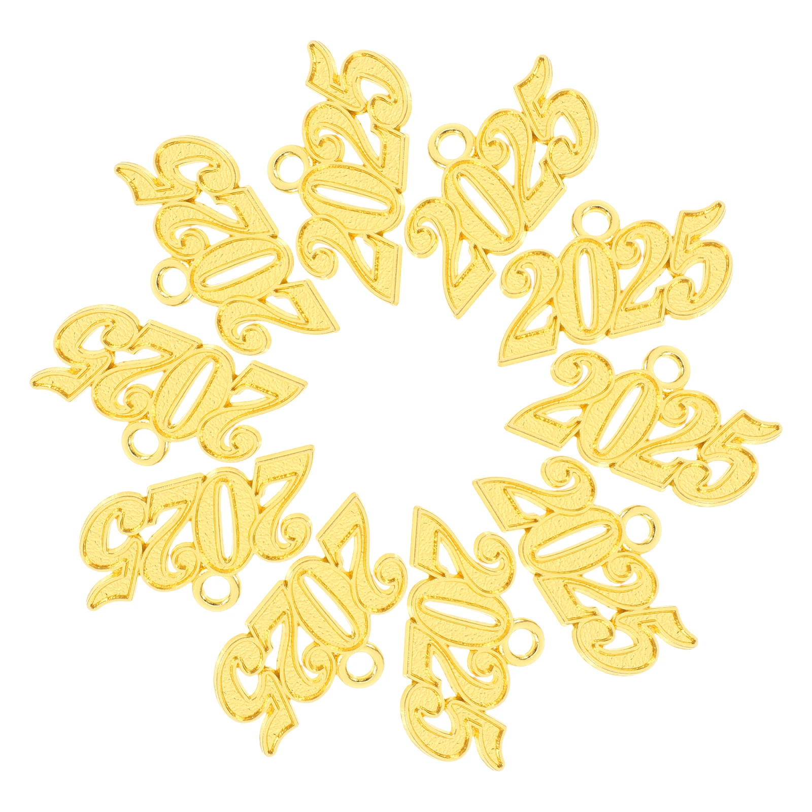 

10pcs 2025 Tassel Pendant Cap Decoration Metal Year Charm Party Garland Tassel Caps Graduation Cap Decor Graduation Year