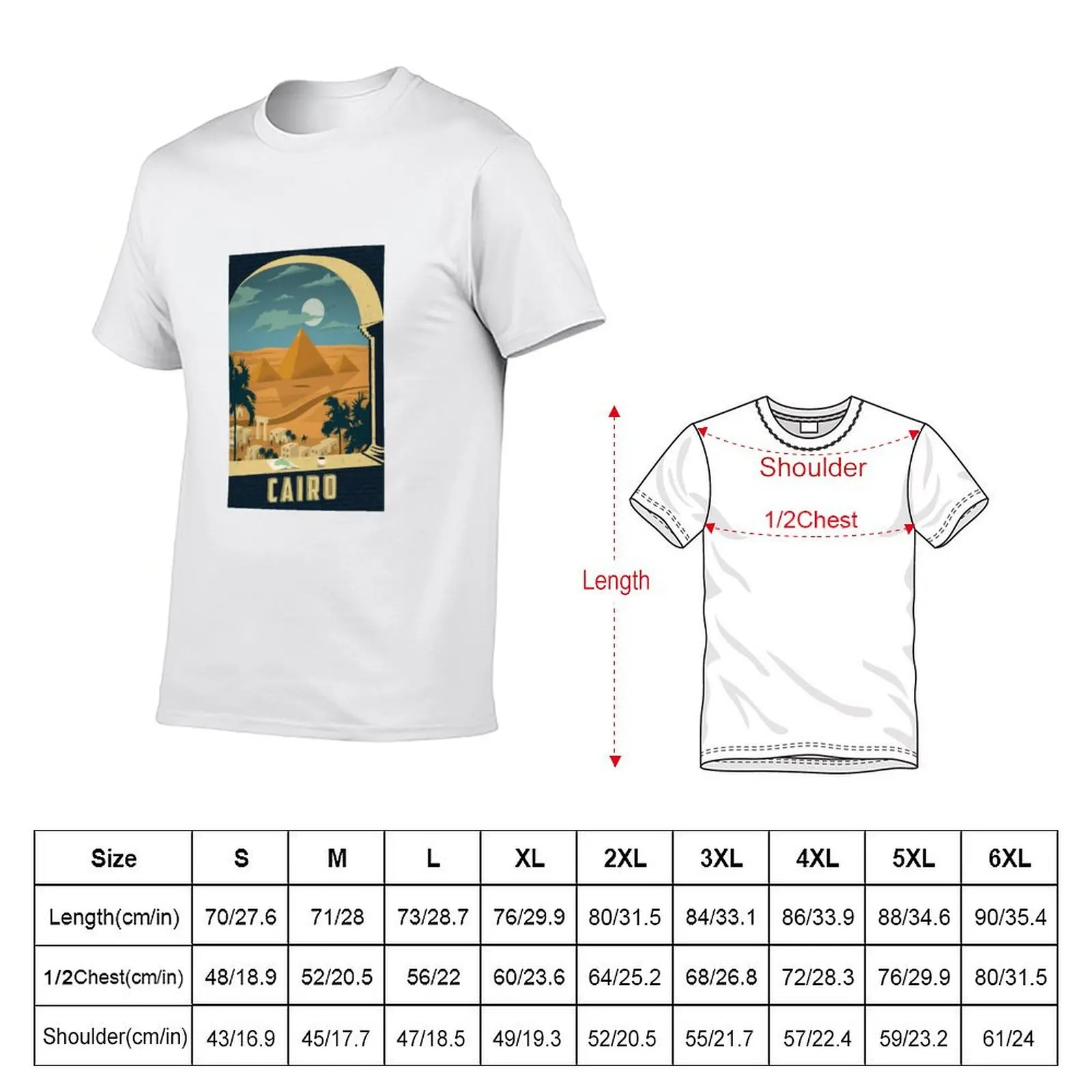 Cairo Egypt Vintage Travel Decal T-Shirt Mechanic Work Tee Shirt