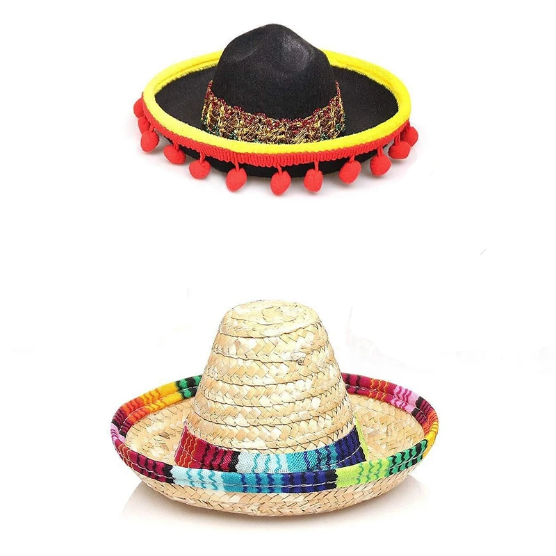 Beach Holiday Performance Headpiece Straw Mini Sun Hat for Boys Girls Party Dancing Hats Retro Mexican Sombrero Funny Headwear